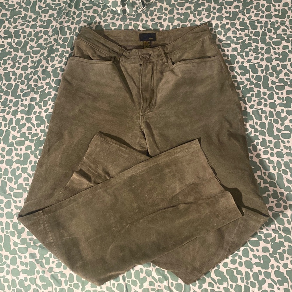 Jou Jou 100% Leather Pants (Olive Green)